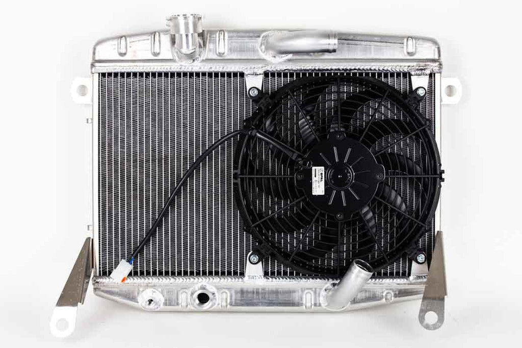 Aluminium Kühler mit SPAL-Lüfter für Alfa GT Bertone 1. Serie / Giulia (Natur)