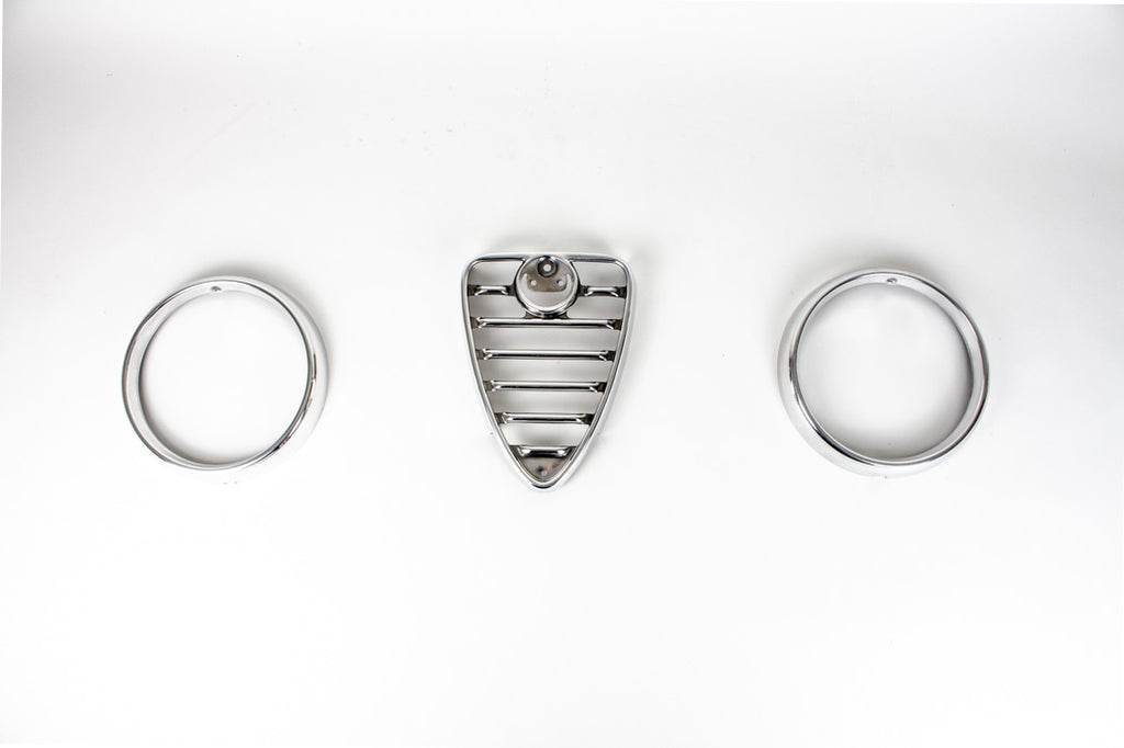 Scheinwerfer-Ringe inkl. Kühlerherz aus Aluminium für Alfa GTA Bertone Typ 105 (SET)